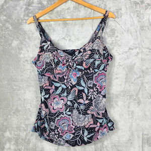 Croft & Barrow Floral Tankini Swim Top Ruched Sides Mulitocolor Size 16W